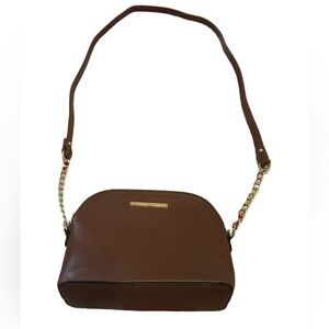 👜 STEVE MADDEN Women’s Cognac Brown Maggie Saffiano Crossbody Purse EUC